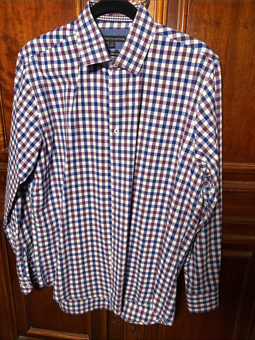 Report Collection Red and Blue Check Button-Up Shirt Size L 16 1/2 34/35 Slim